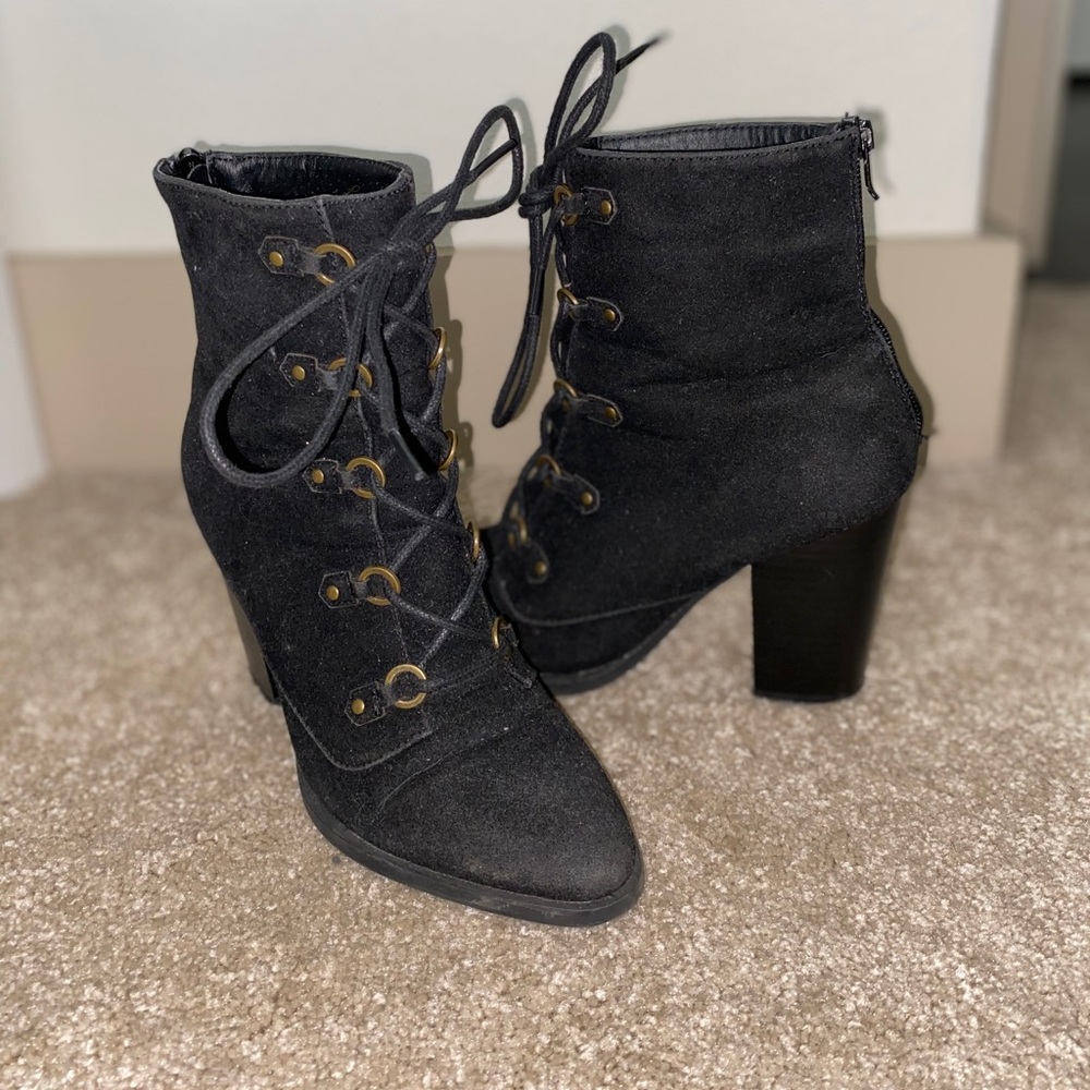 Black Chunky Heel Booties